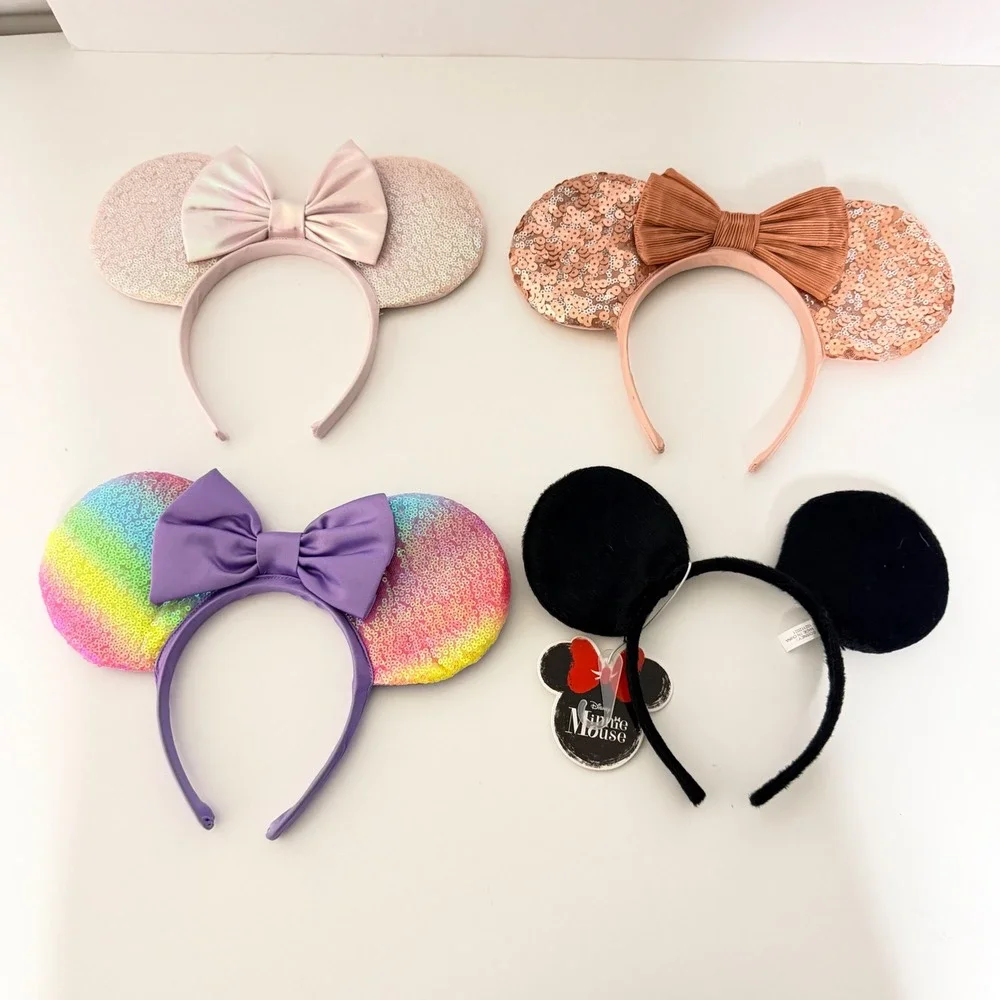 Disney Minnie Mouse Sequin Ears Headband Set 4 Pairs Kids Child‎